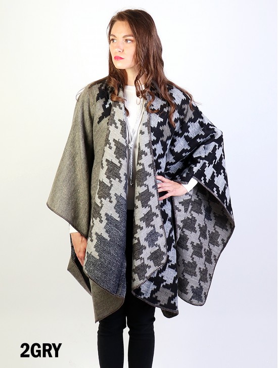 Soft Houndstooth Patterned Cape